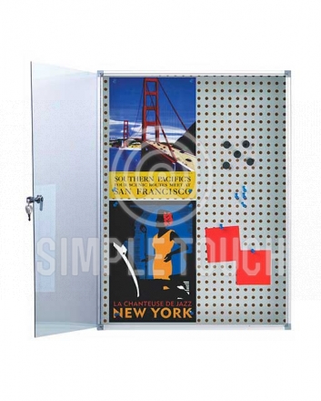 Информационная магнитно-пробковая доска с дверцей (400x600мм)