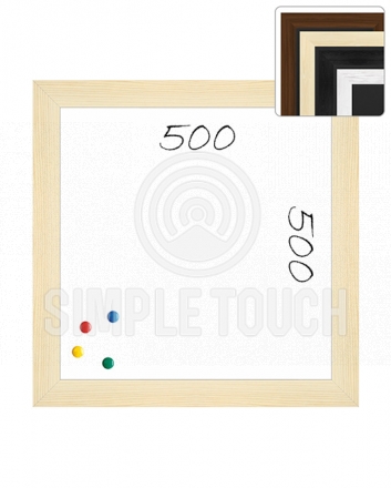 Белая магнитно-маркерная доска в деревянной рамке (500x500мм)
